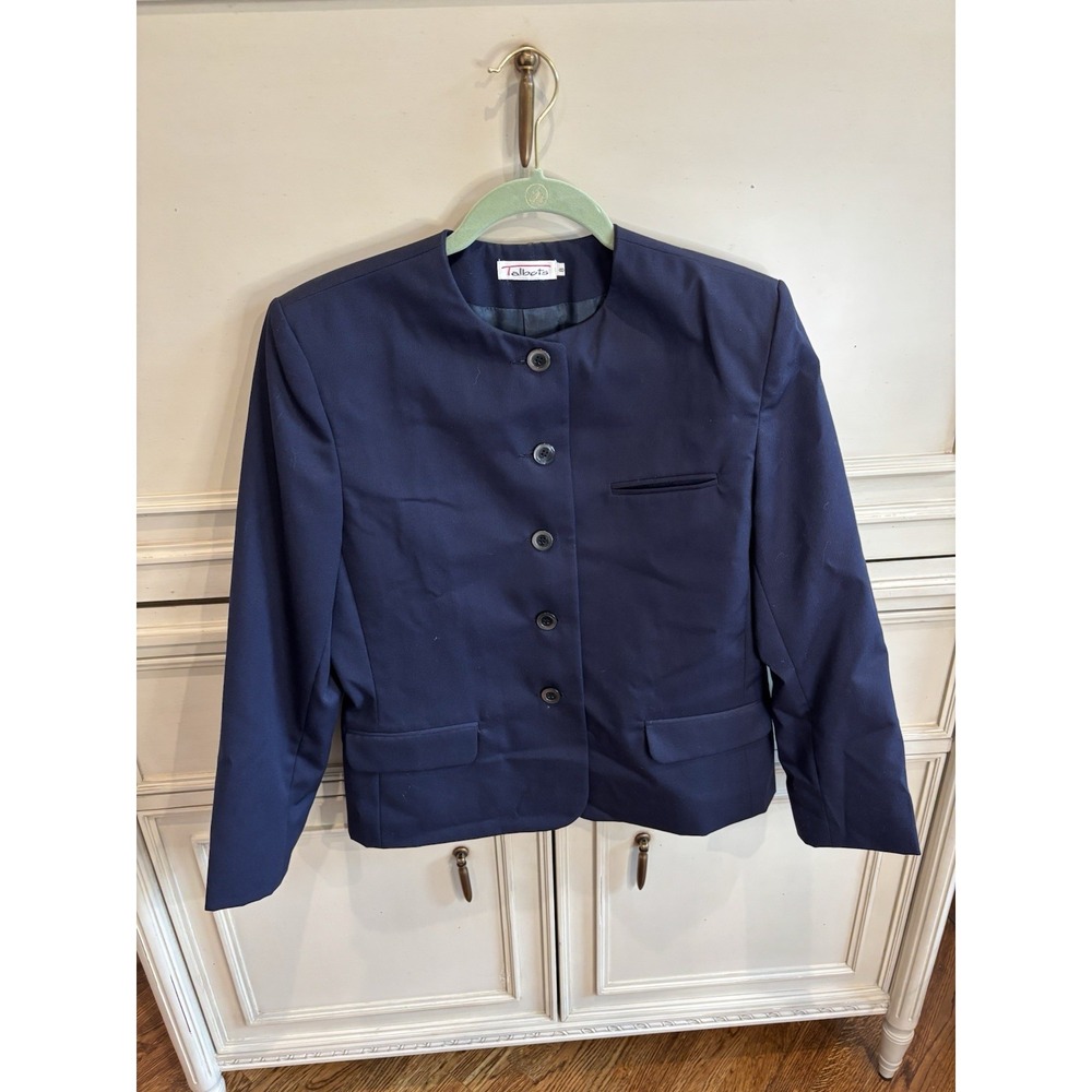 Vintage Talbots Blazer 8 Navy Wool Made‎ USA Business Casual Career Office